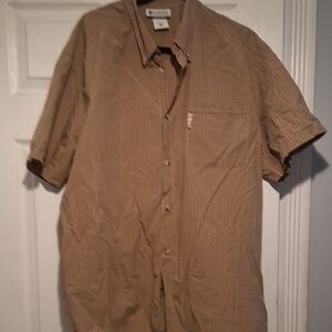 Men's Short-Sleeve Button-Down Shirt in Light Brown